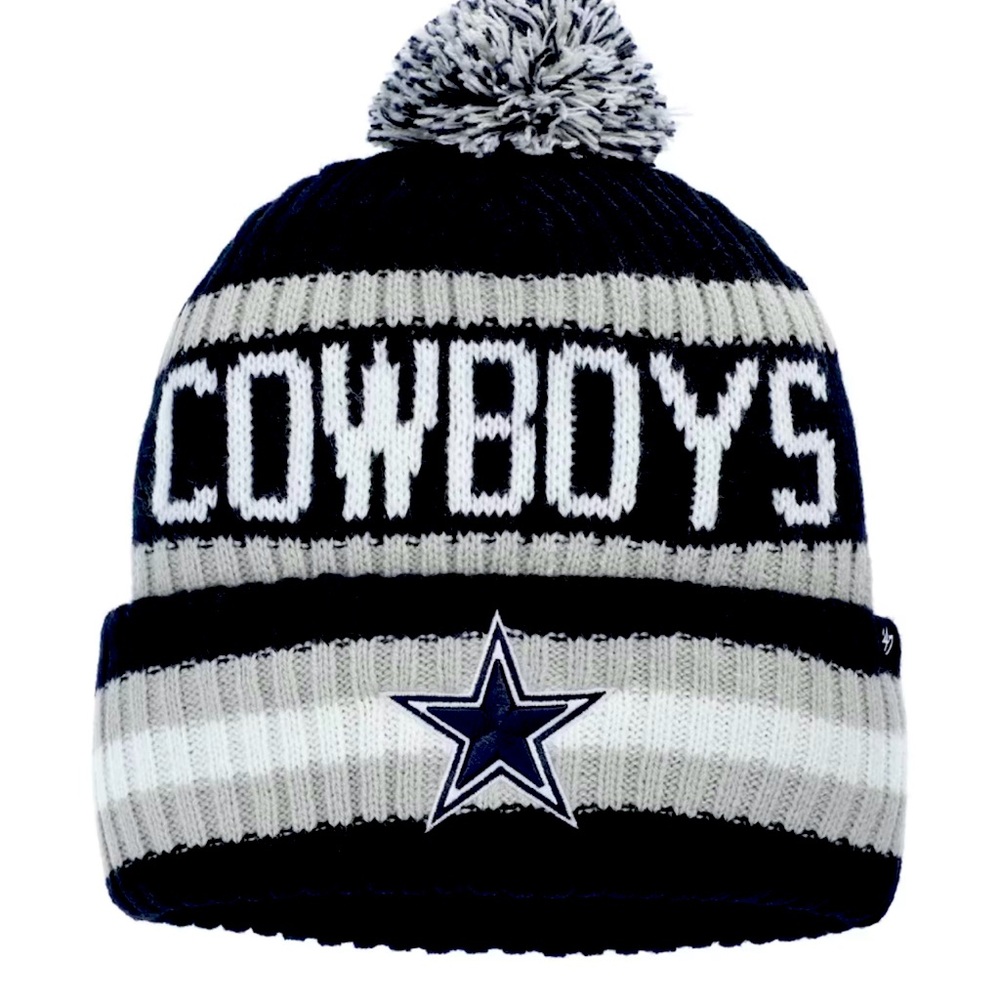 Dallas Cowboys '47 Bering Cuffed Knit Hat with Pom - Navy